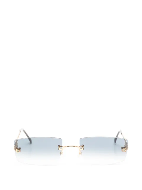 Ferragamo Pre-Owned Gancini rimless rectangle-frame sunglasses