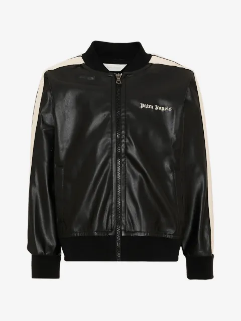 Palm Angels Kids logo-print side-stripe bomber jacket