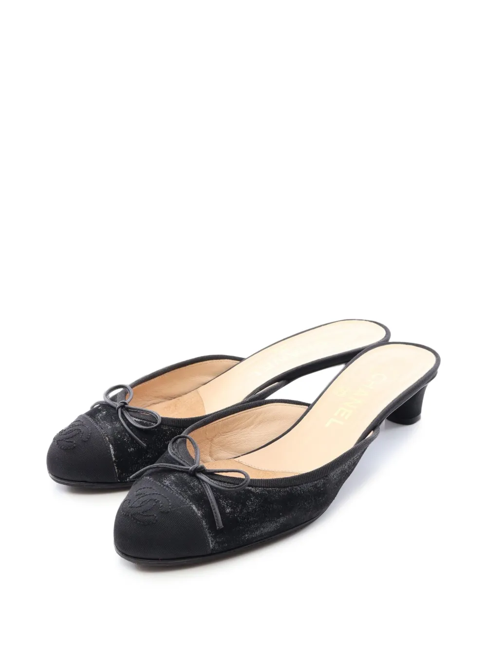 CHANEL Pre-Owned 1986-1988 Coco Mark ribbon mules - Schwarz
