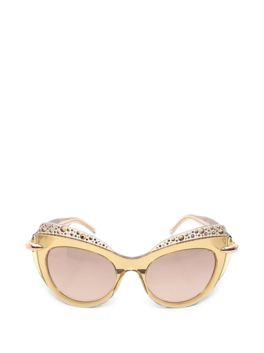 POMELLATO Pre-Owned 2010s Rhinestone cat-eye frame sunglasses - Nude