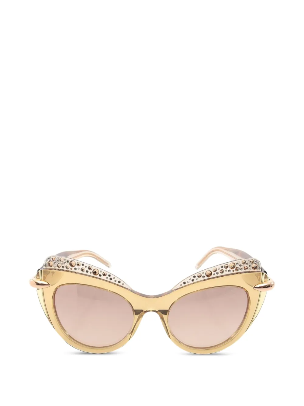 POMELLATO Pre-Owned 2010s Rhinestone cat-eye frame sunglasses - Nude