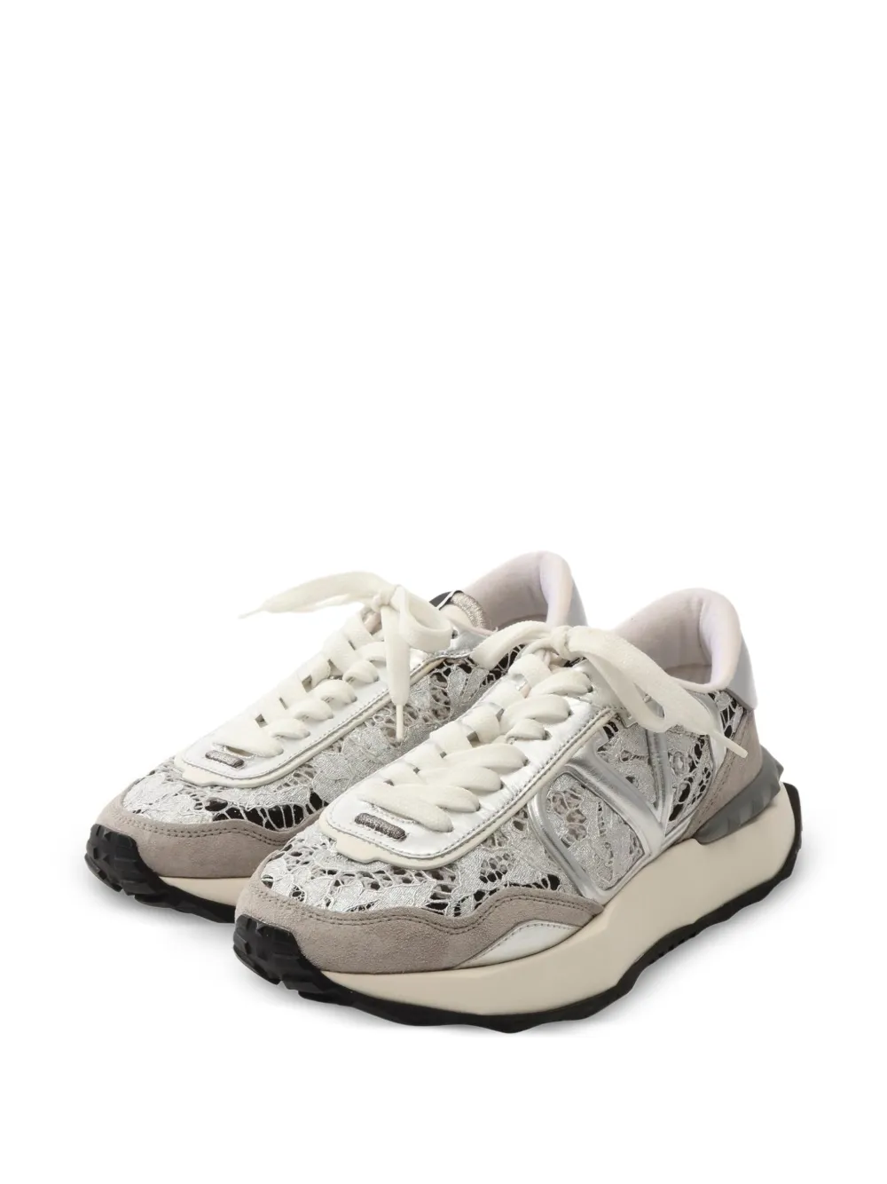 Valentino Garavani Pre-Owned 2010s Race Runner lace-panel sneakers - Silber