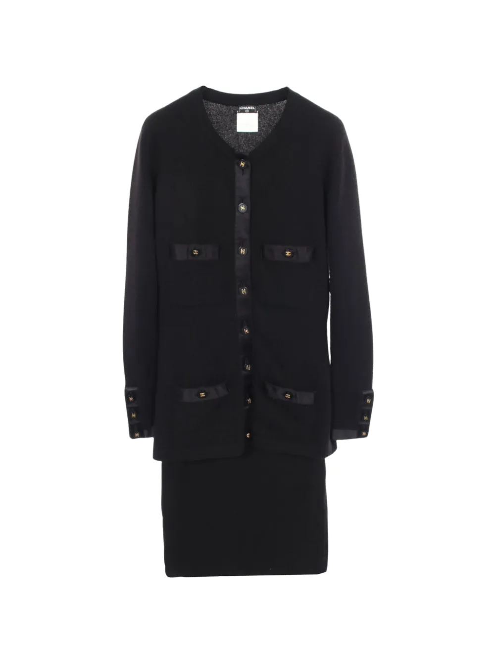 CHANEL Pre-Owned 1986-1988 Coco Mark cashmere skirt suit - Schwarz