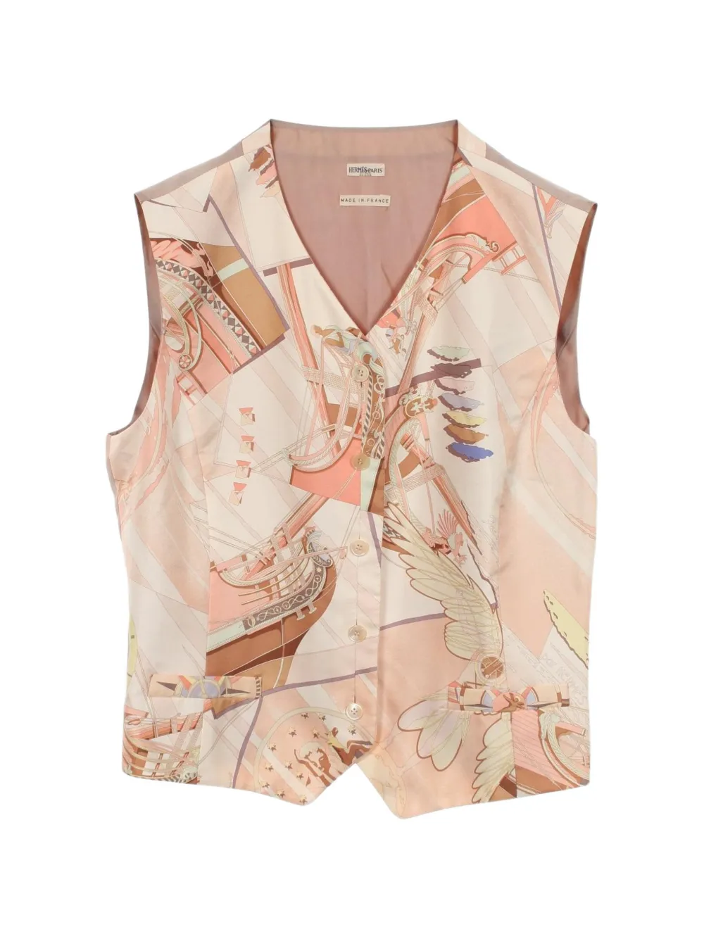 Hermès Pre-Owned 2010s Face au Large silk vest - Nude