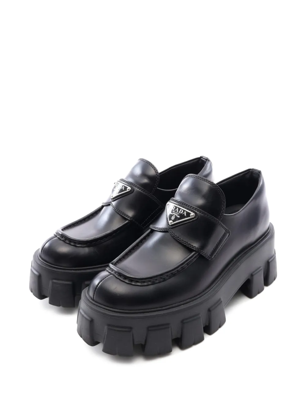 Prada Pre-Owned 2010s logo-plate platform loafers - Schwarz