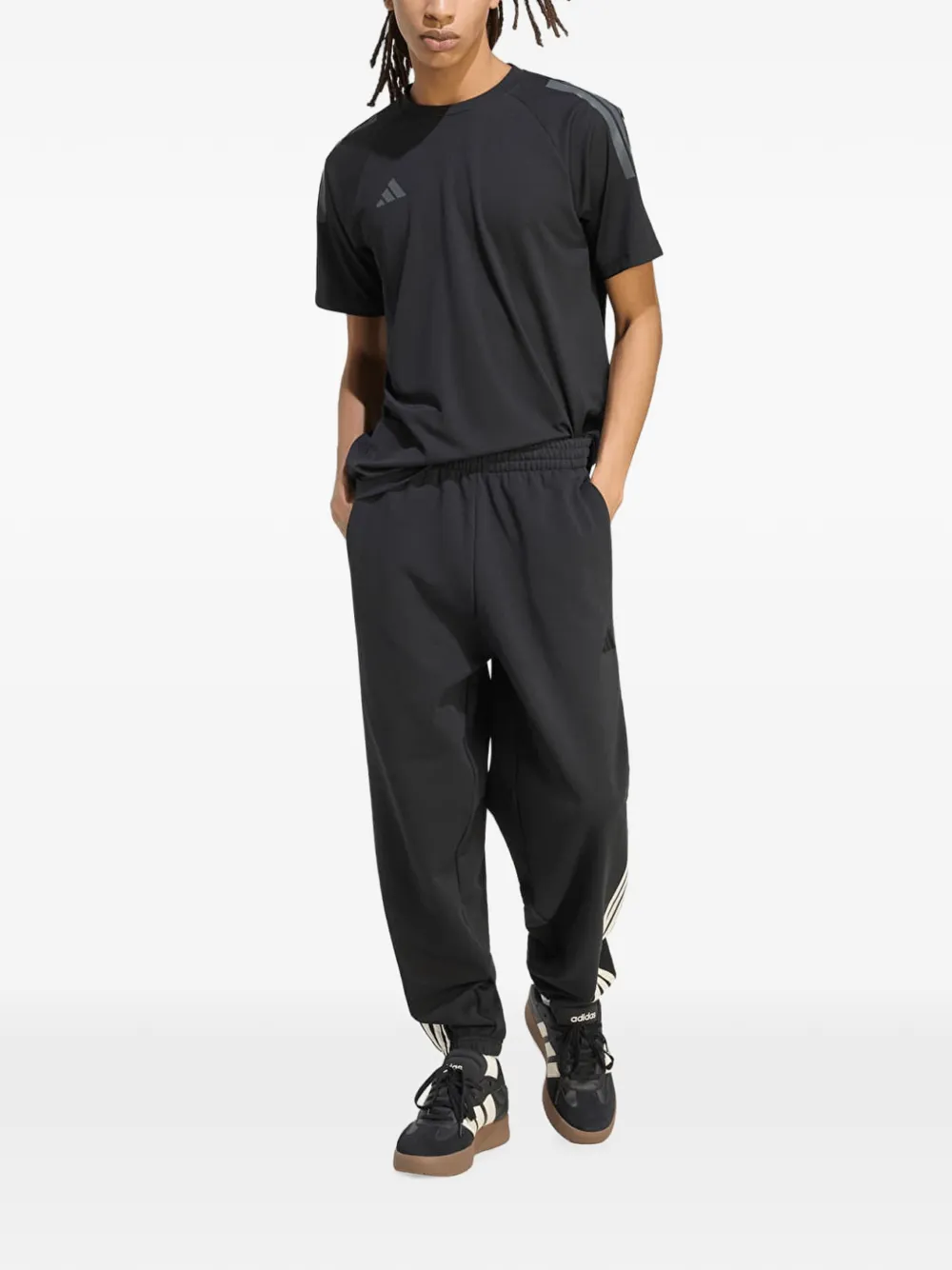 adidas Kit 3-stripes regular cuffed pants Zwart