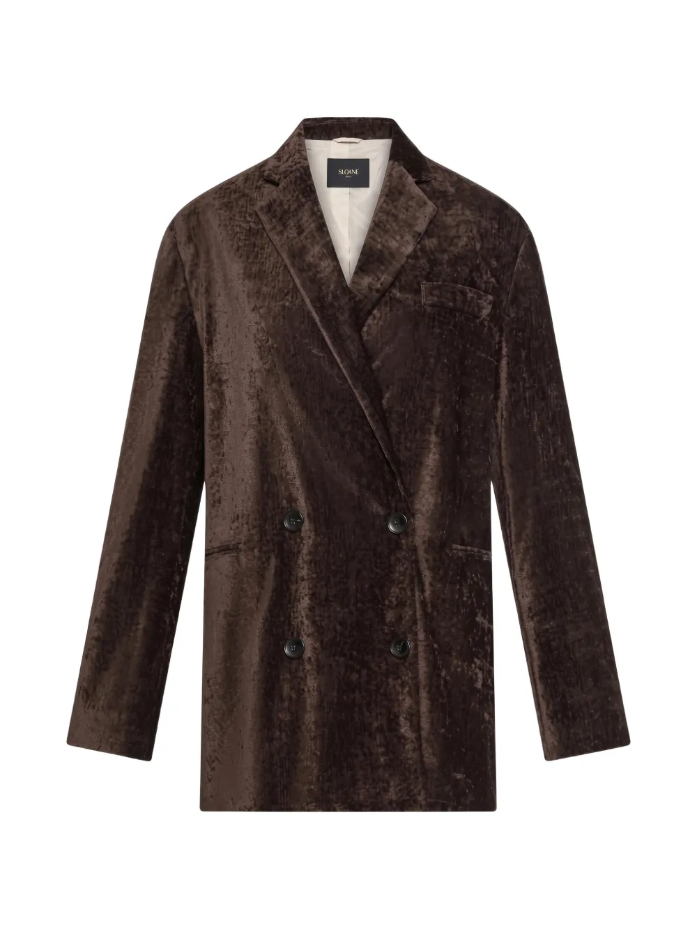 Seventy Blazer van geplet fluweel met dubbele rij knopen Bruin