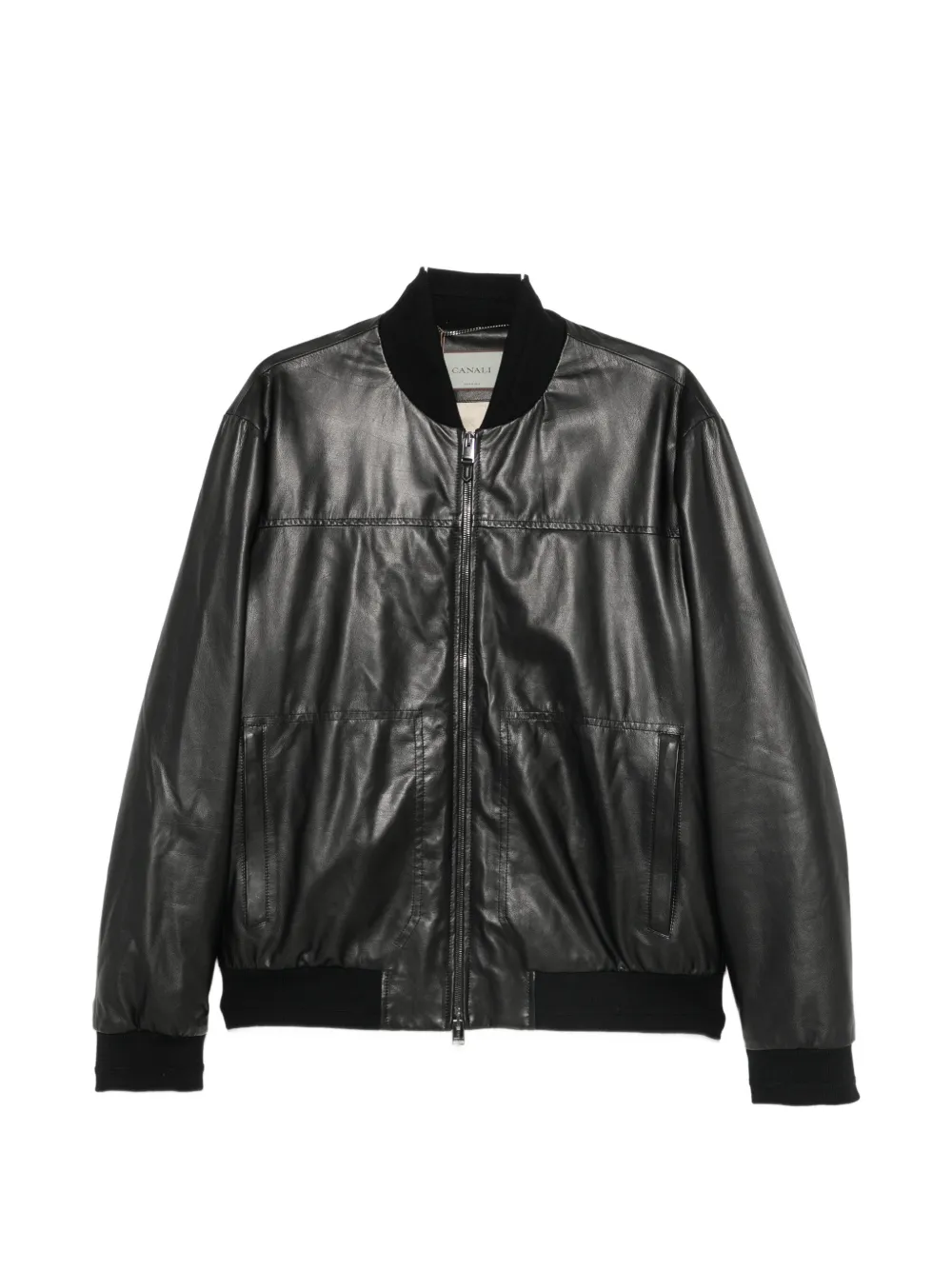 Canali zip-up leather jacket - Nero