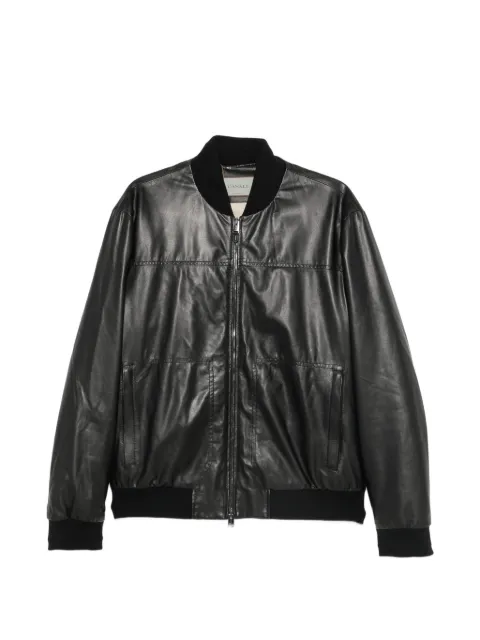 Canali zip-up leather jacket