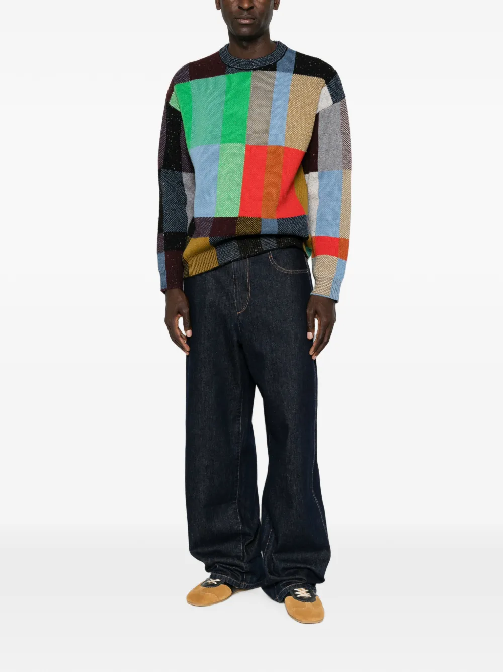 PS Paul Smith Trui met patchwork en ronde hals Groen
