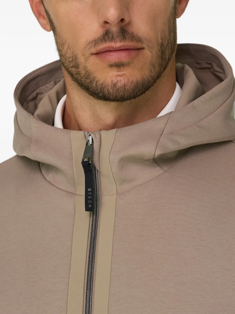 Boggi Milano Scuba B Tech hoodie van katoenblend met rits Beige