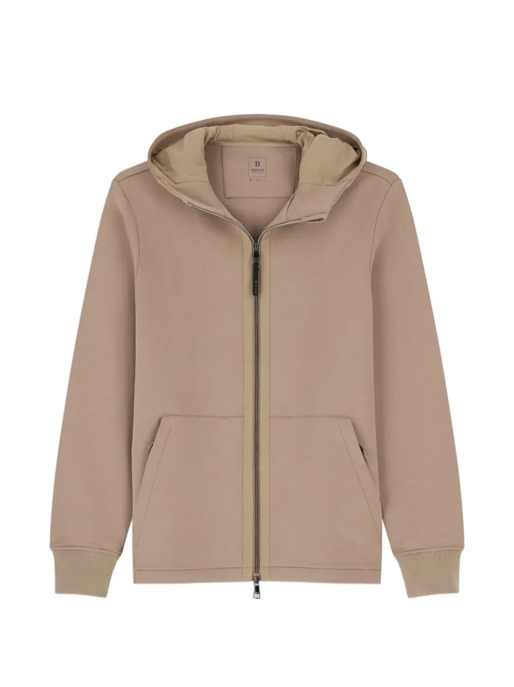Boggi Milano full-zip hoodie in cotton-blend Scuba B Tech - Nude
