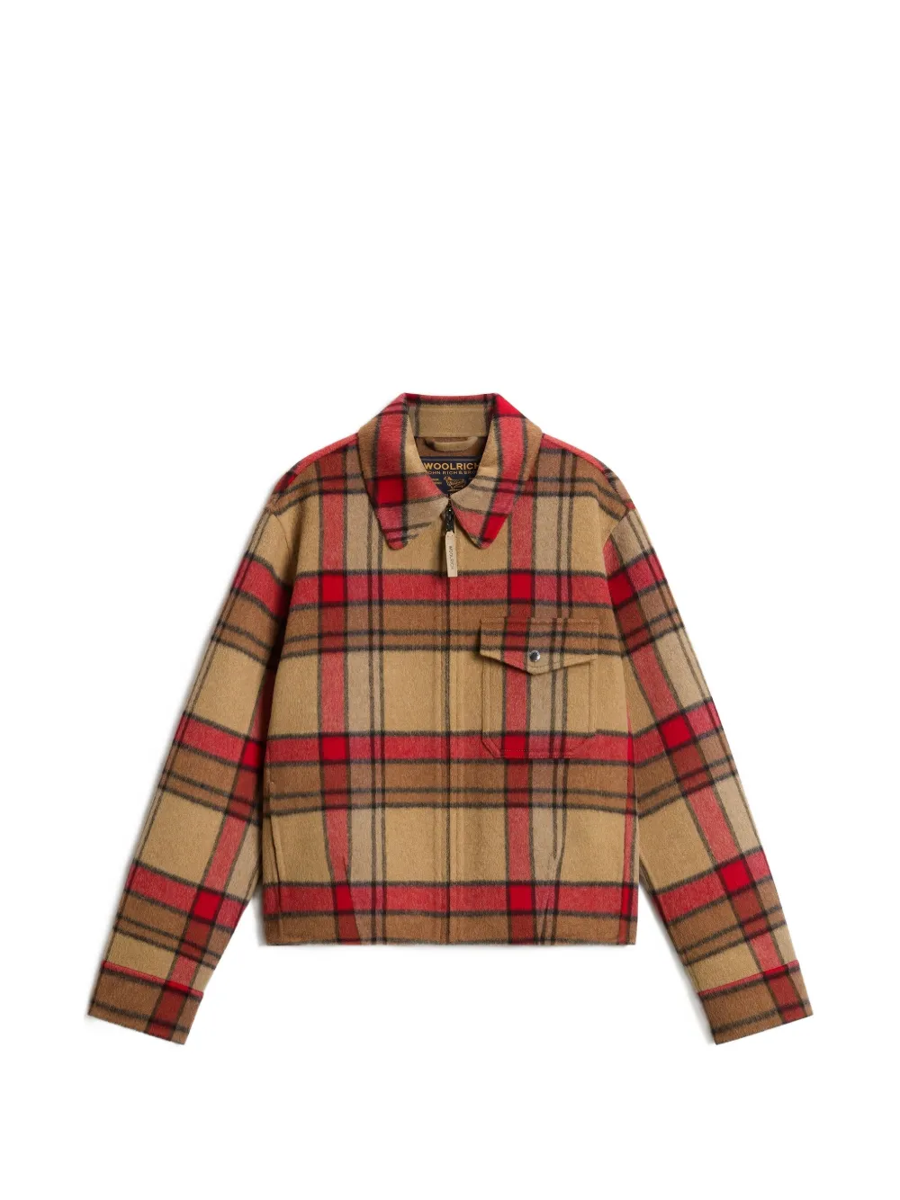 Woolrich check-pattern zip-up jacket - Nude