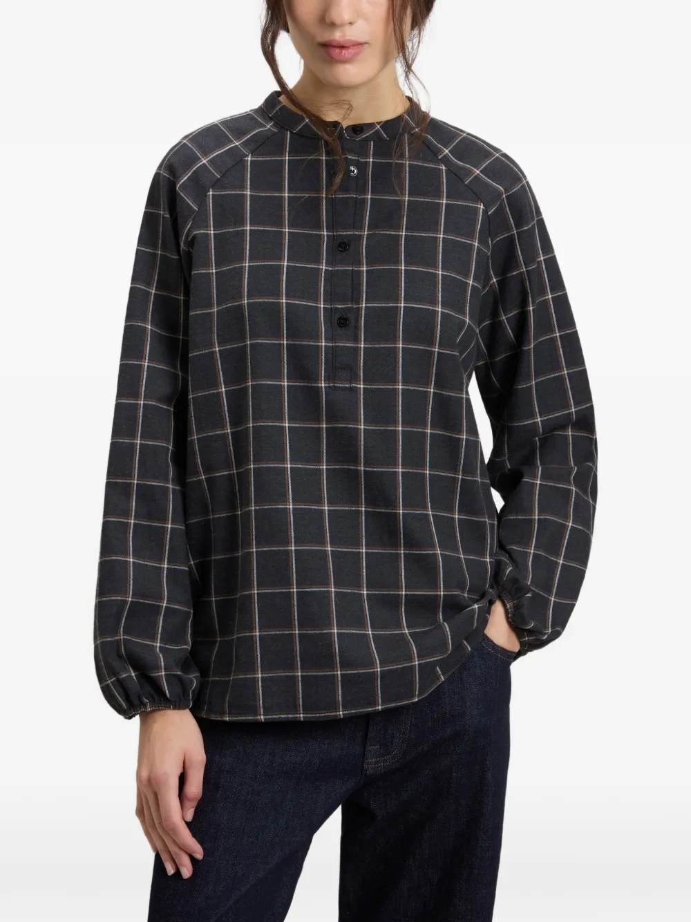 Woolrich Geruite flanellen blouse Grijs