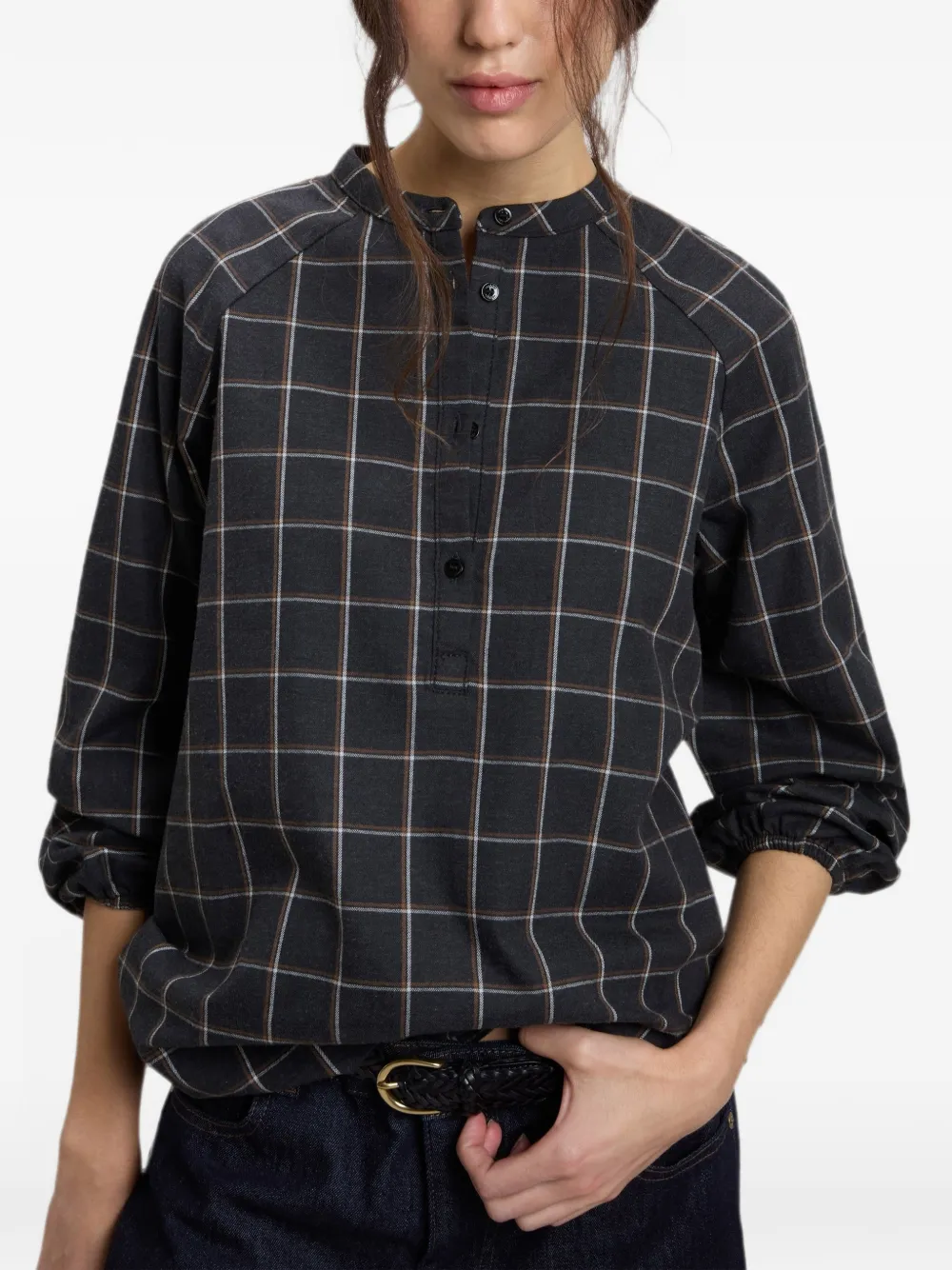 Woolrich Geruite flanellen blouse Grijs