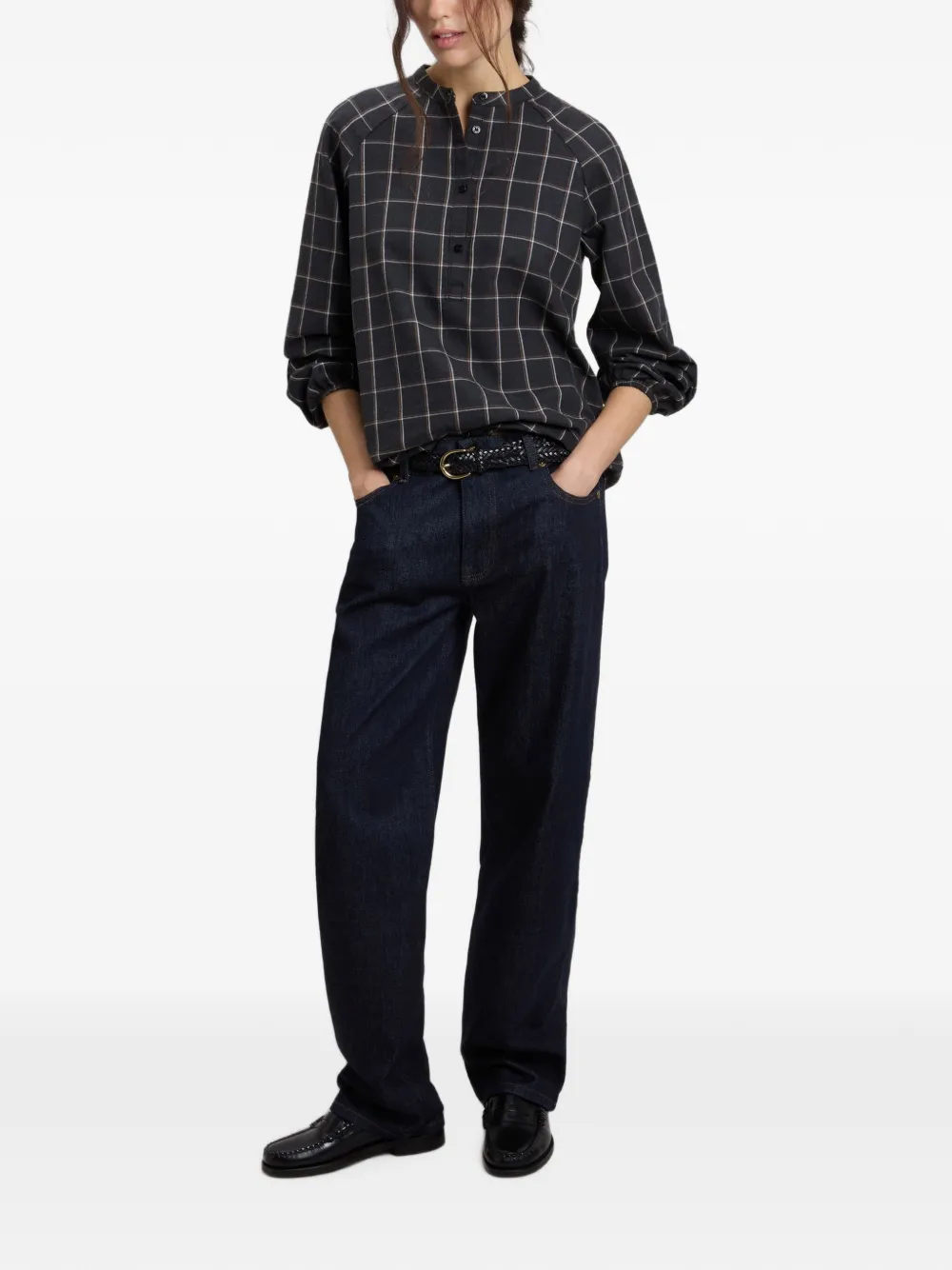 Woolrich Geruite flanellen blouse Grijs