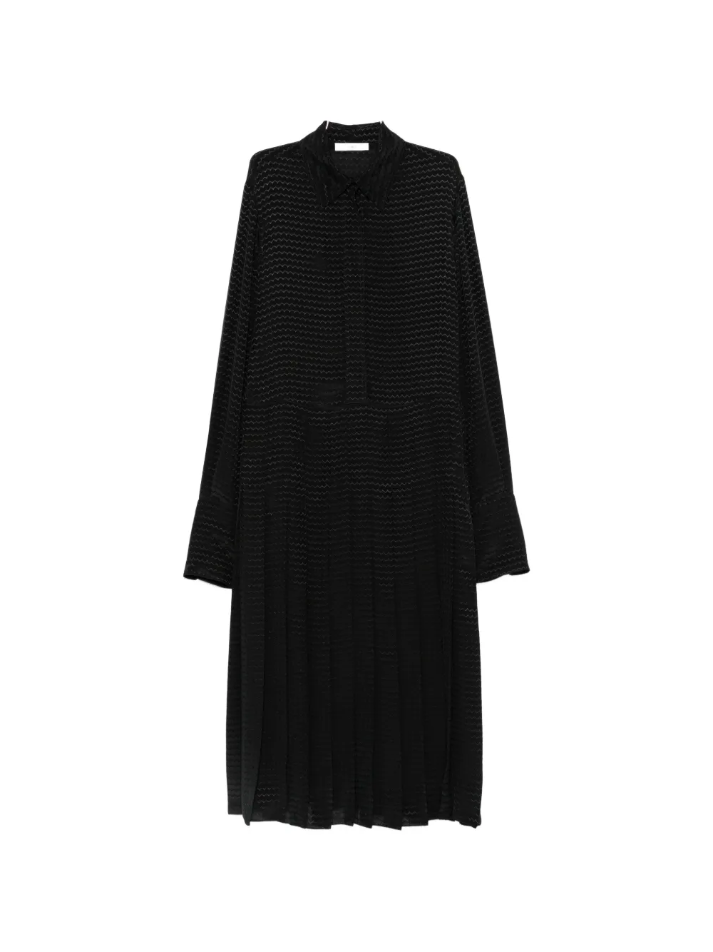 FENDI pleated zigzag-pattern midi dress - Nero