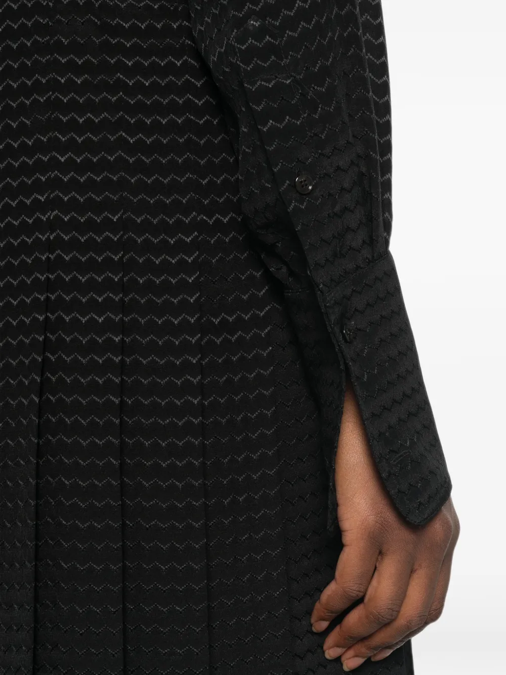 FENDI Geplooide midi-jurk met zigzag-patroon Zwart