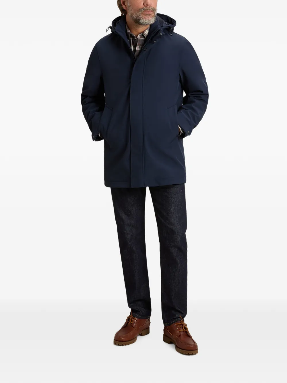 Woolrich Jack met verborgen sluiting en capuchon Blauw