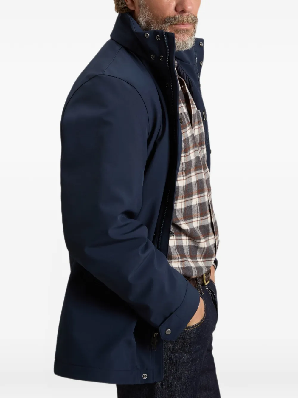 Woolrich Jack met verborgen sluiting en capuchon Blauw