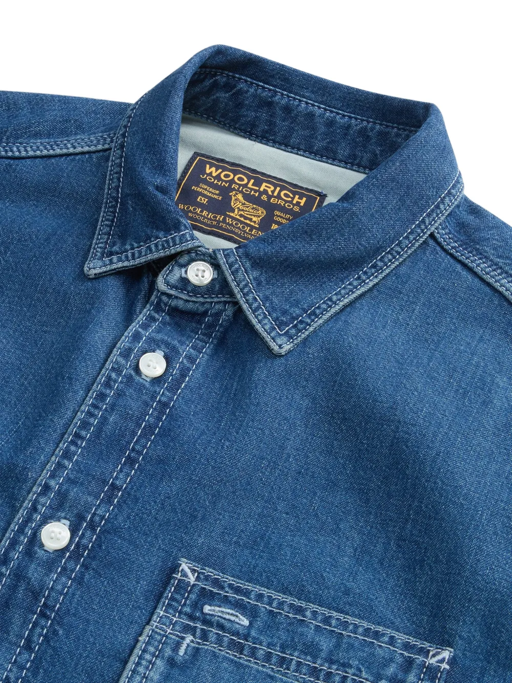 Woolrich chest-pockets denim shirt Blauw