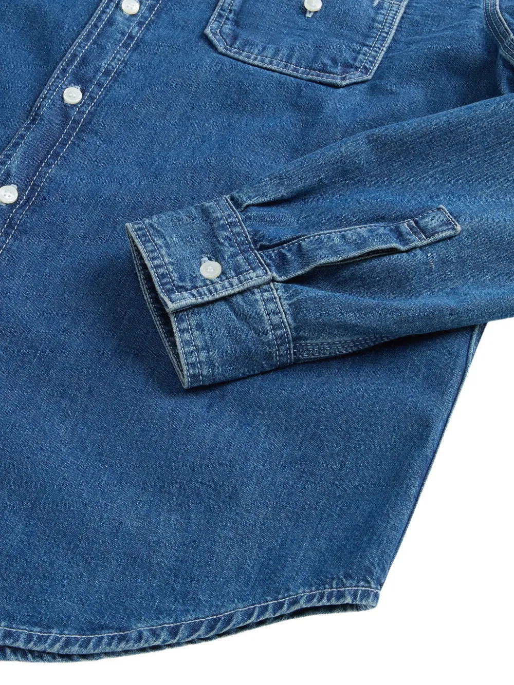 Woolrich chest-pockets denim shirt Blauw