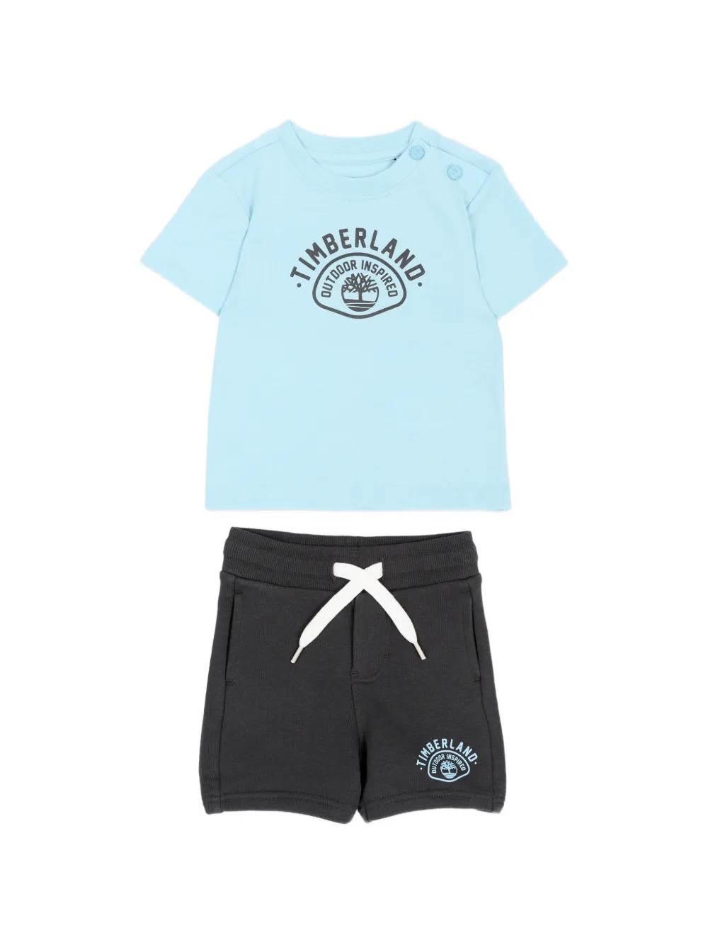 Timberland Kids logo-print cotton two piece set - Blu
