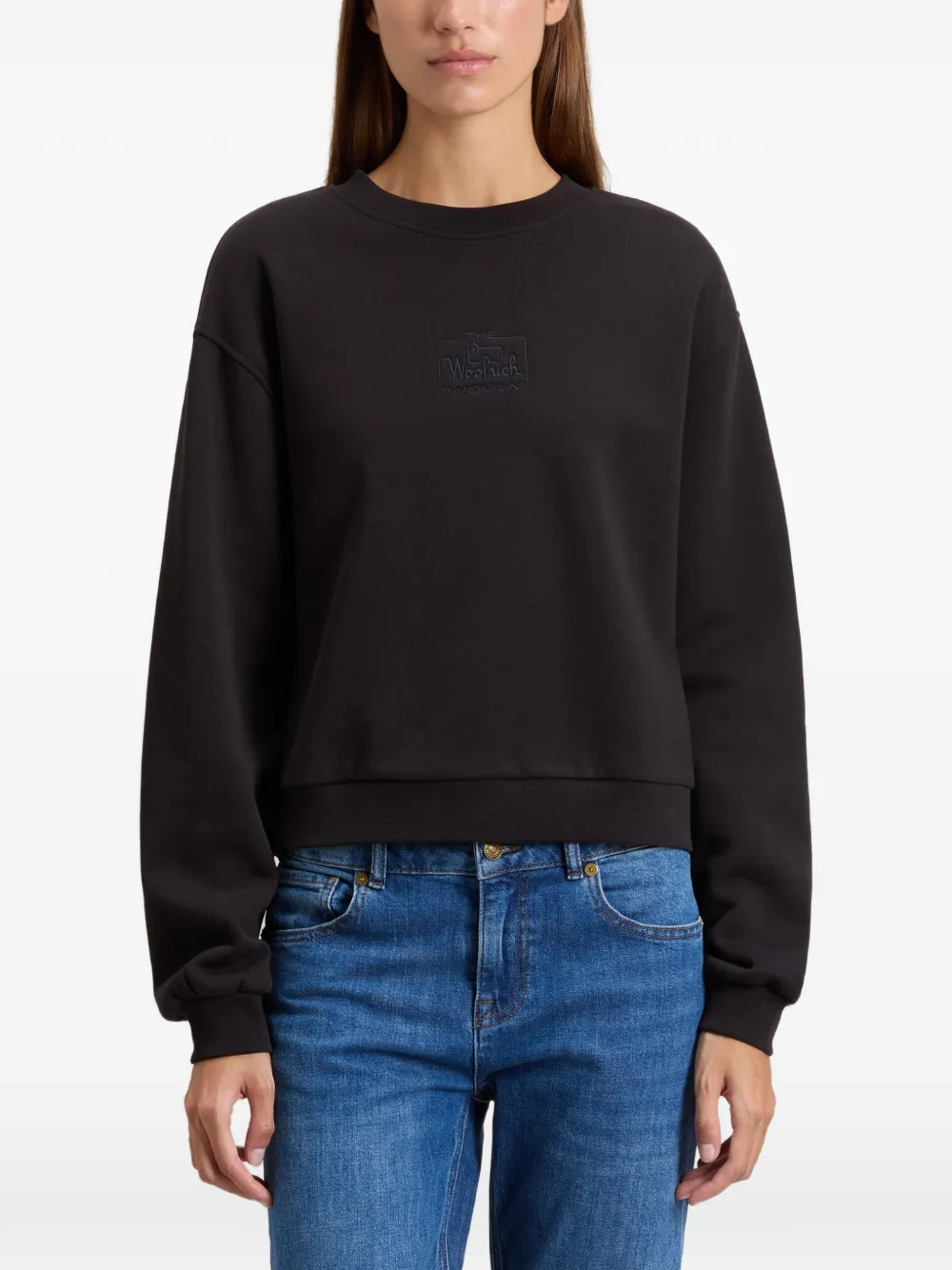 Woolrich Sweater met geborduurd logo Zwart
