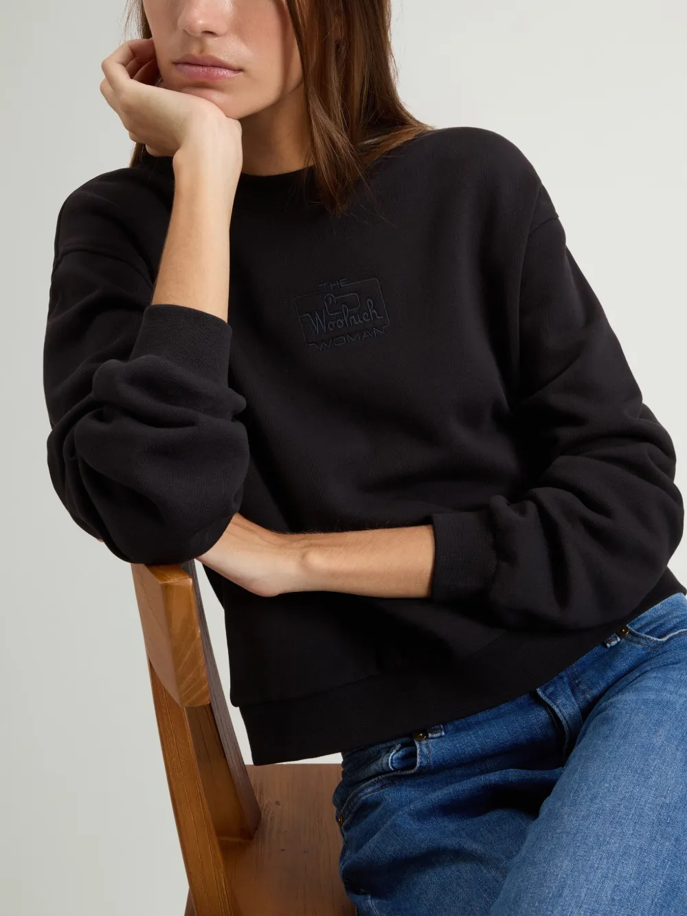 Woolrich Sweater met geborduurd logo Zwart