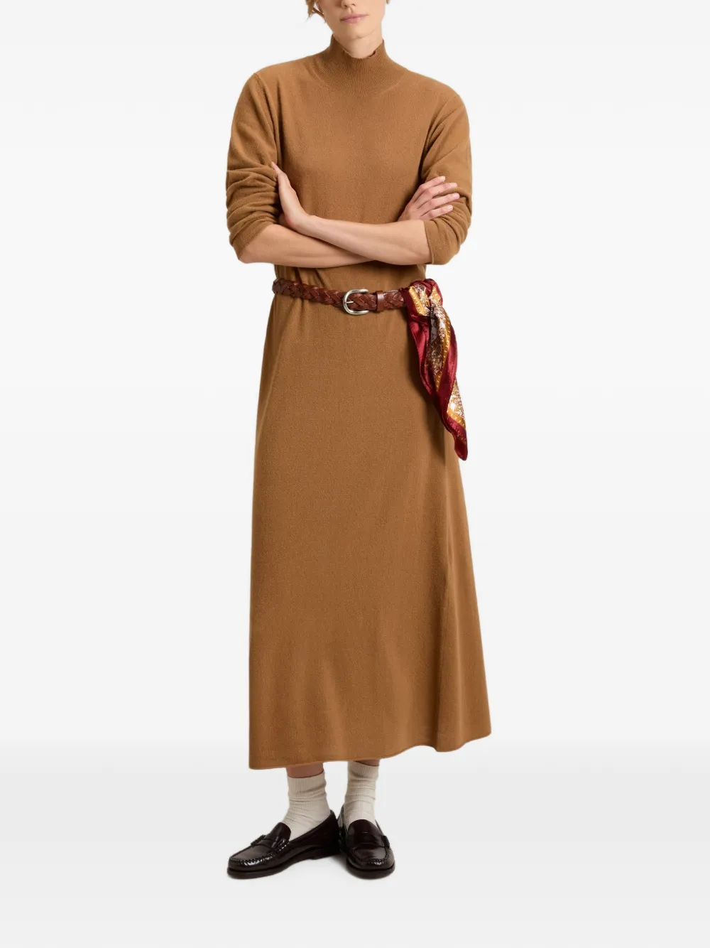 Woolrich Maxi-jurk met hoge hals en lange mouwen Bruin