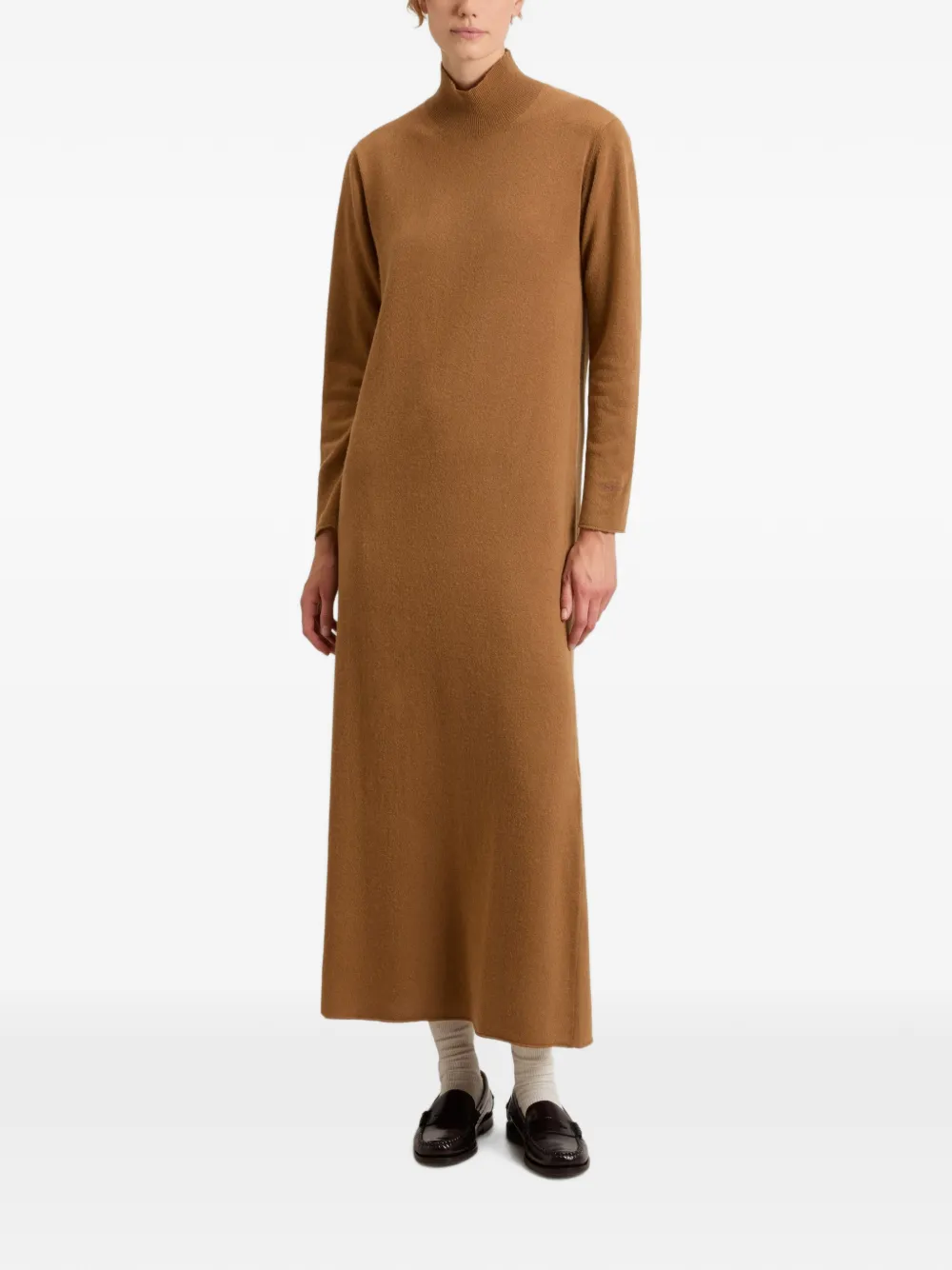 Woolrich Maxi-jurk met hoge hals en lange mouwen Bruin