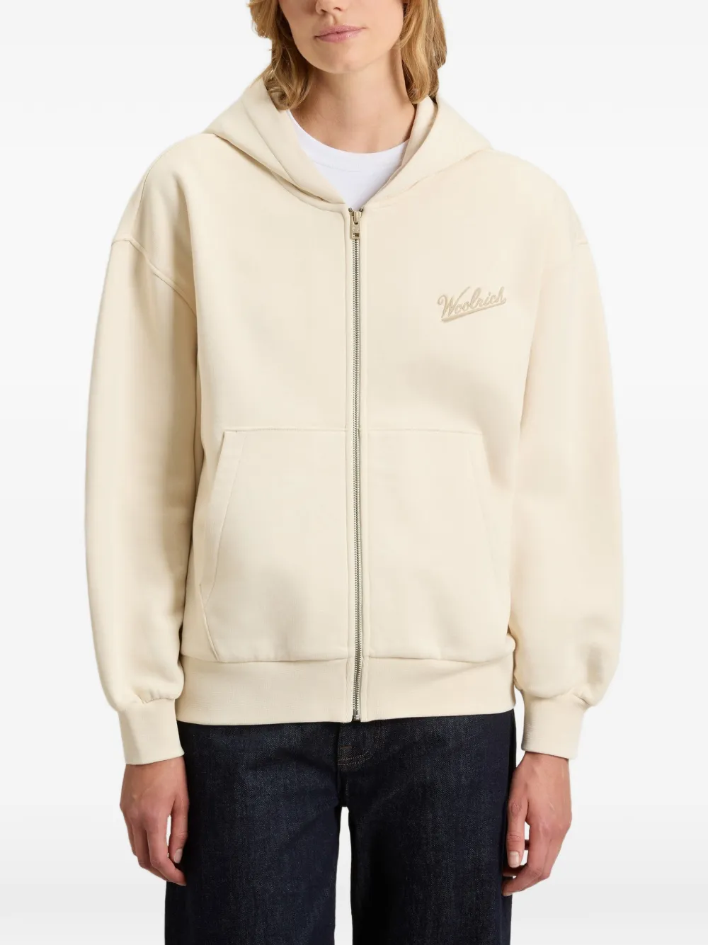 Woolrich Hoodie met geborduurd logo Beige