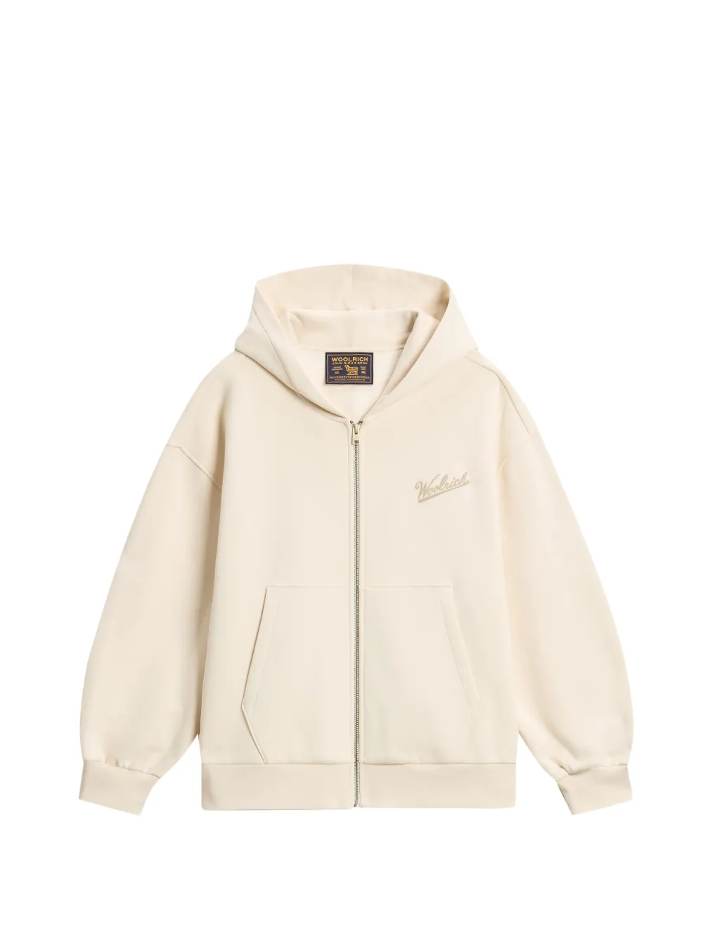 Woolrich logo-embroidered zip-up hoodie - Nude