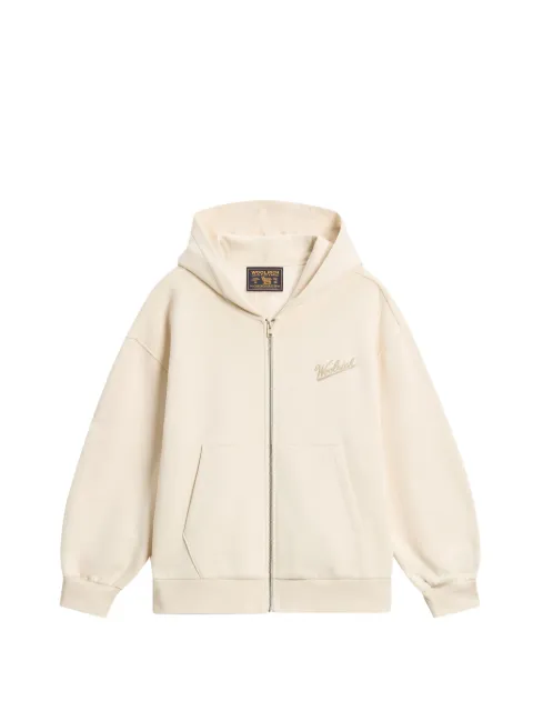 Woolrich logo-embroidered zip-up hoodie