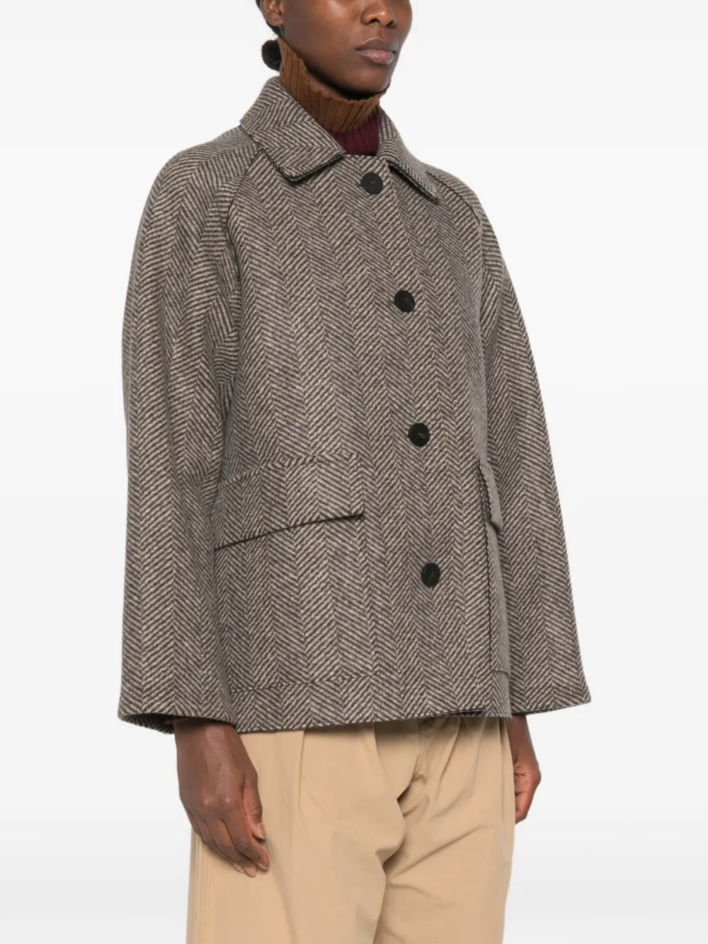 Harris Wharf London herringbone-pattern flap-pocket jacket Grijs