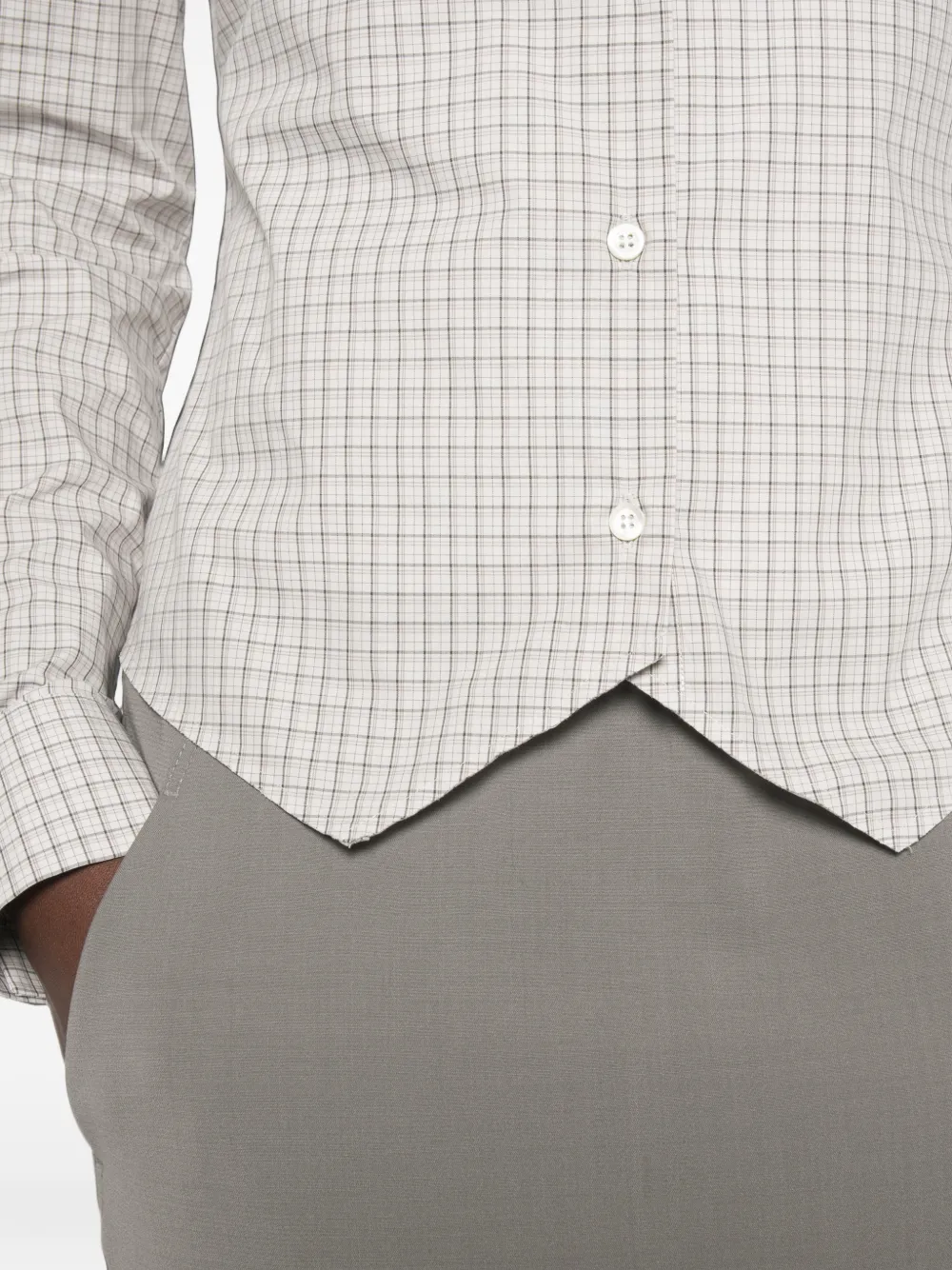 Maison Margiela Geruit blouse met zakdoek en zoom Grijs