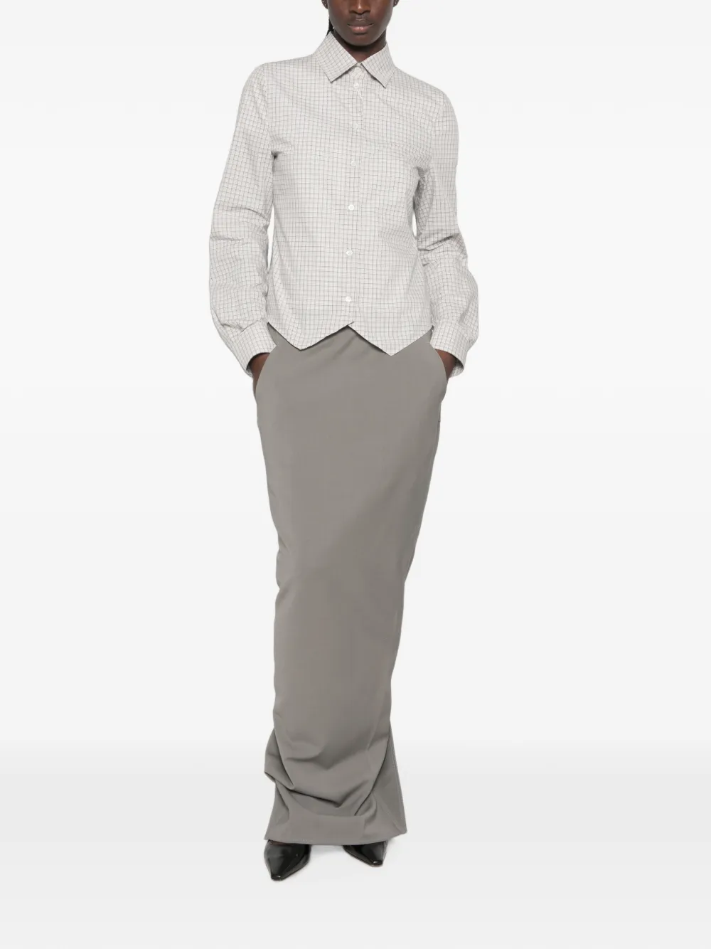 Maison Margiela check-pattern handkerchief-hem shirt - Grau