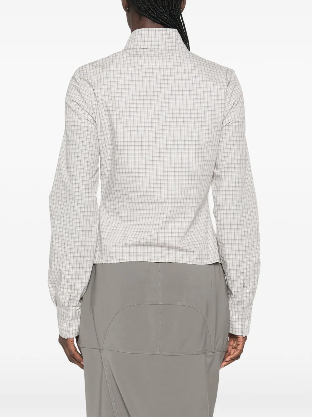 Maison Margiela Geruit blouse met zakdoek en zoom Grijs