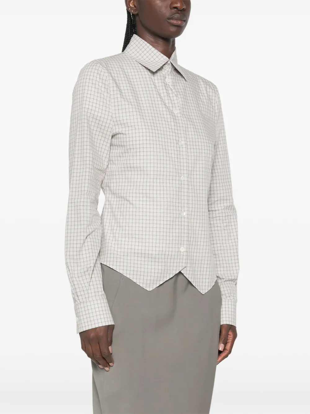Maison Margiela Geruit blouse met zakdoek en zoom Grijs
