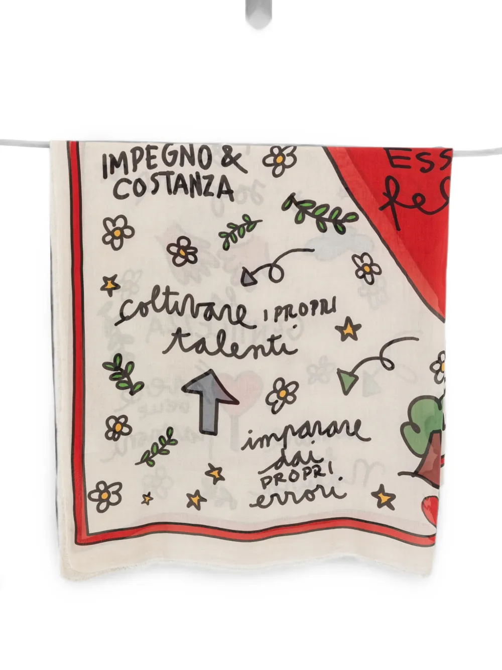 Faliero Sarti graphic-print frayed scarf - Nude