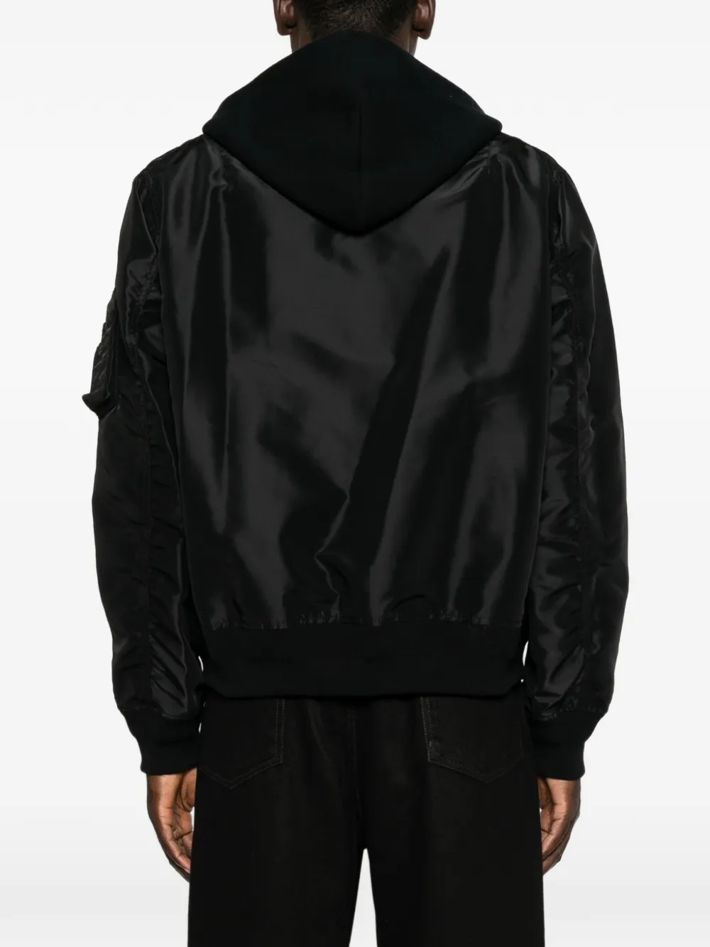 sacai hybrid panelled lightweight jacket Zwart