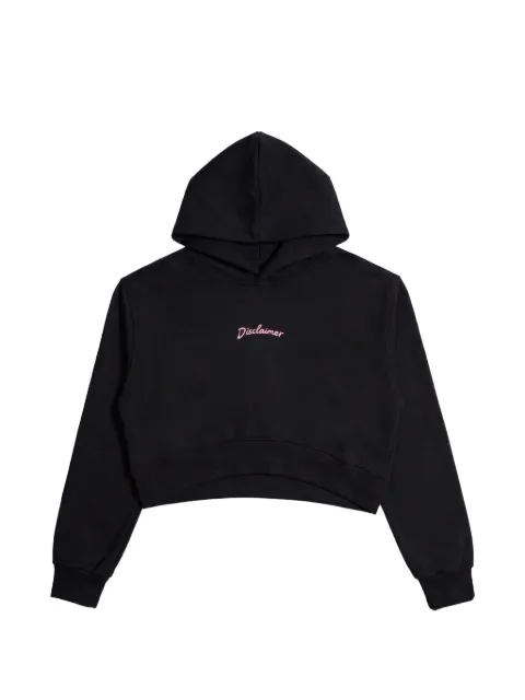 DISCLAIMER logo-print cropped hoodie