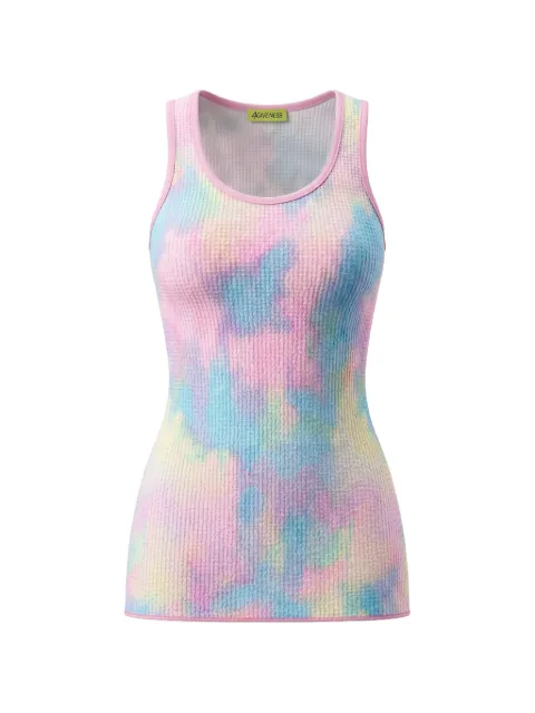 4GIVENESS KIDS tie-dye waffle-effect dress