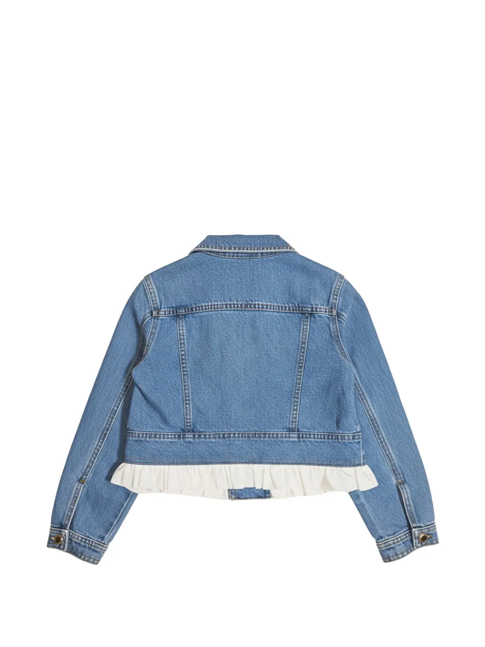 Elisabetta Franchi Kids Spijkerjack met ruches afwerking Blauw