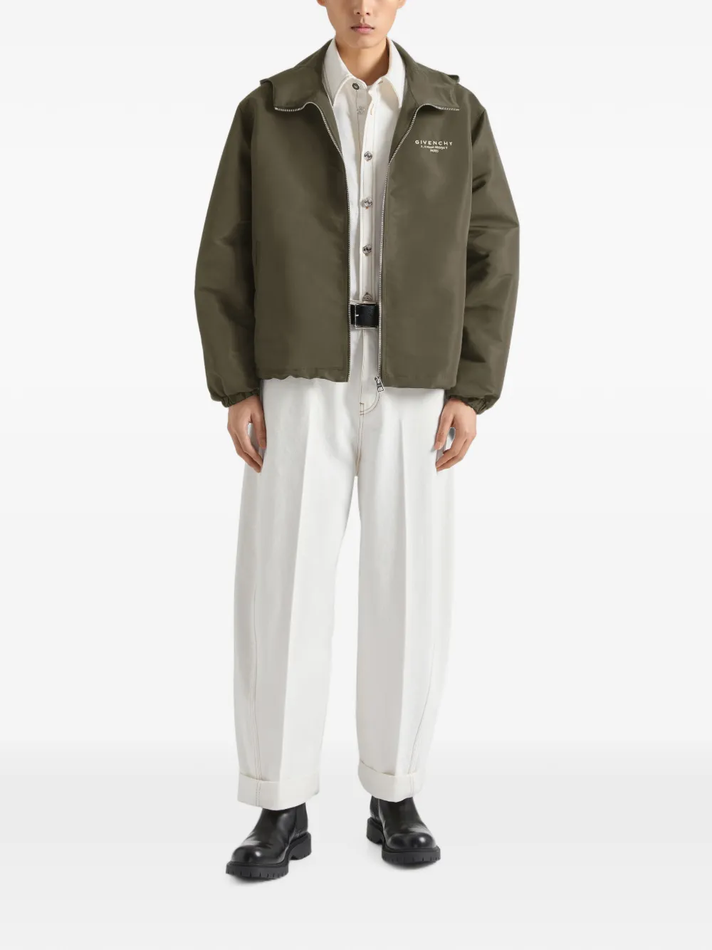 Givenchy Polyfaille windjack met Stamp-borduurwerk Groen
