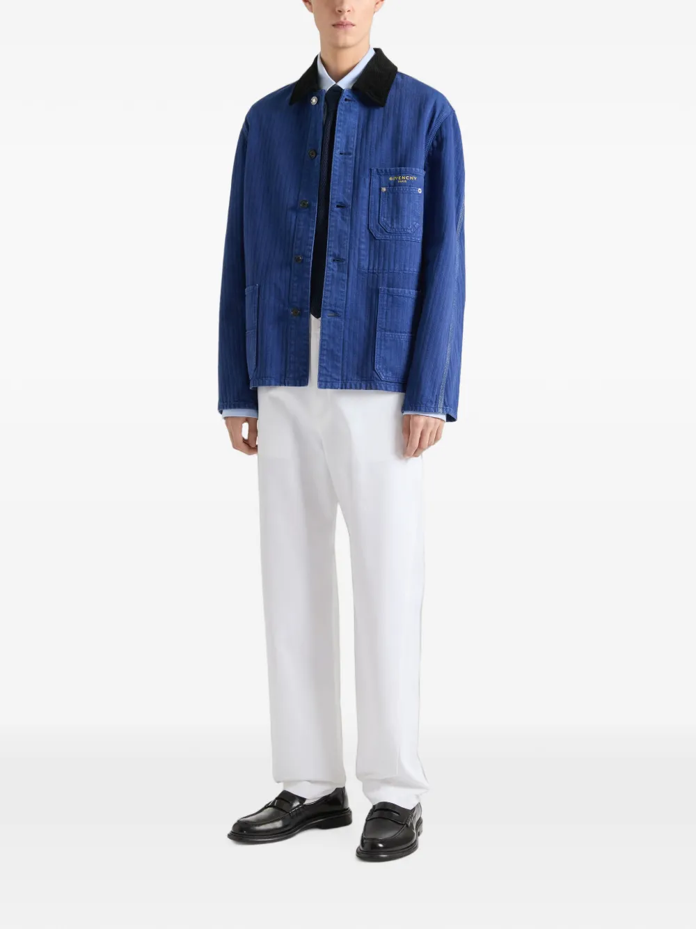 Givenchy Couture Seam denim jack met visgraatpatroon Blauw