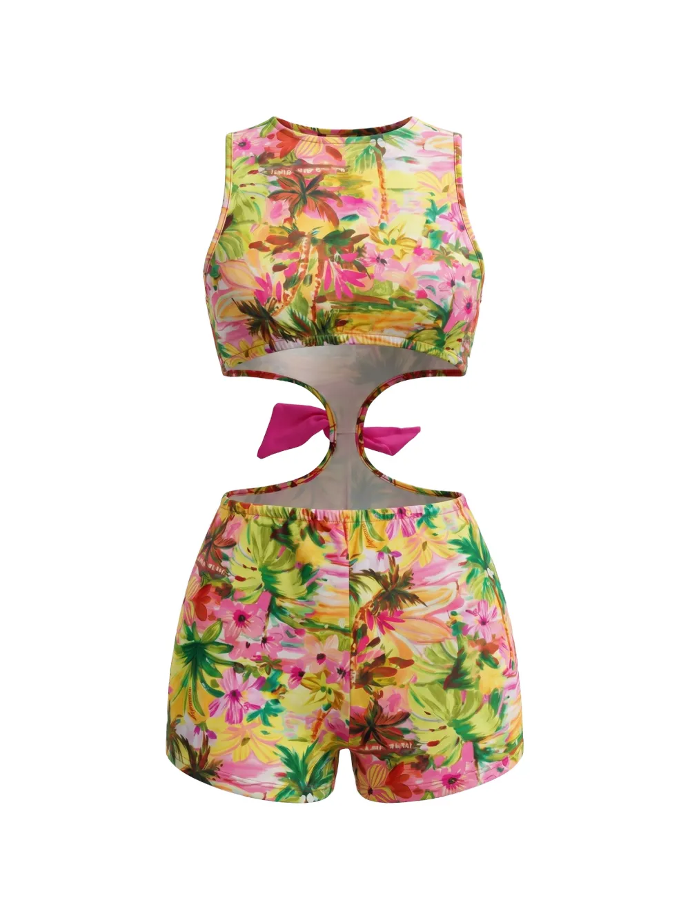4GIVENESS KIDS Playsuit met bloemenprint en uitgesneden details Geel