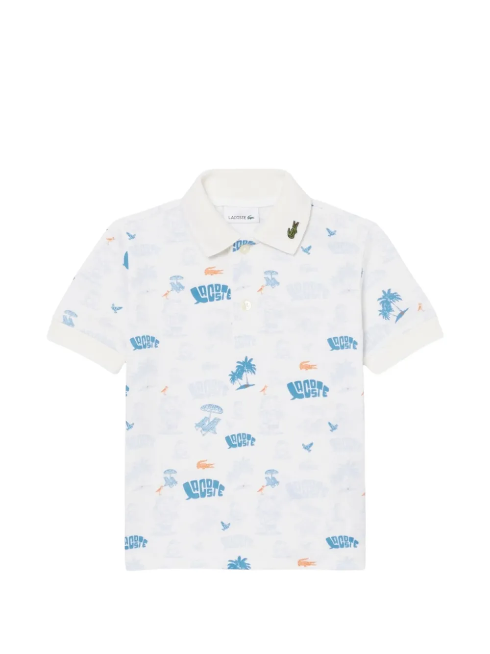 Lacoste Kids Polo con stampa grafica - Bianco