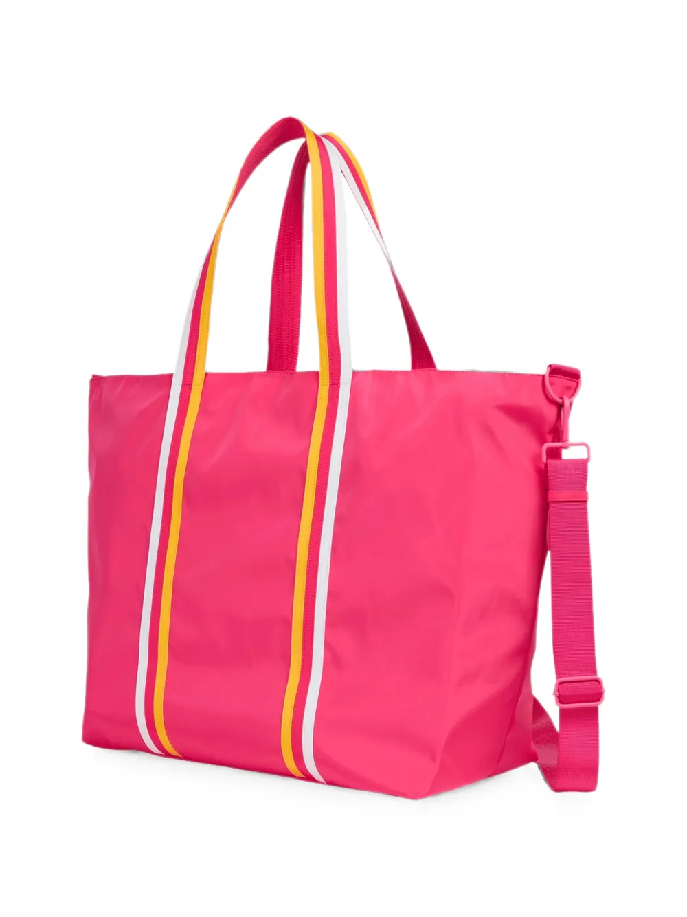 Sundek Strandtas met gestreepte afwerking en logopatch Roze