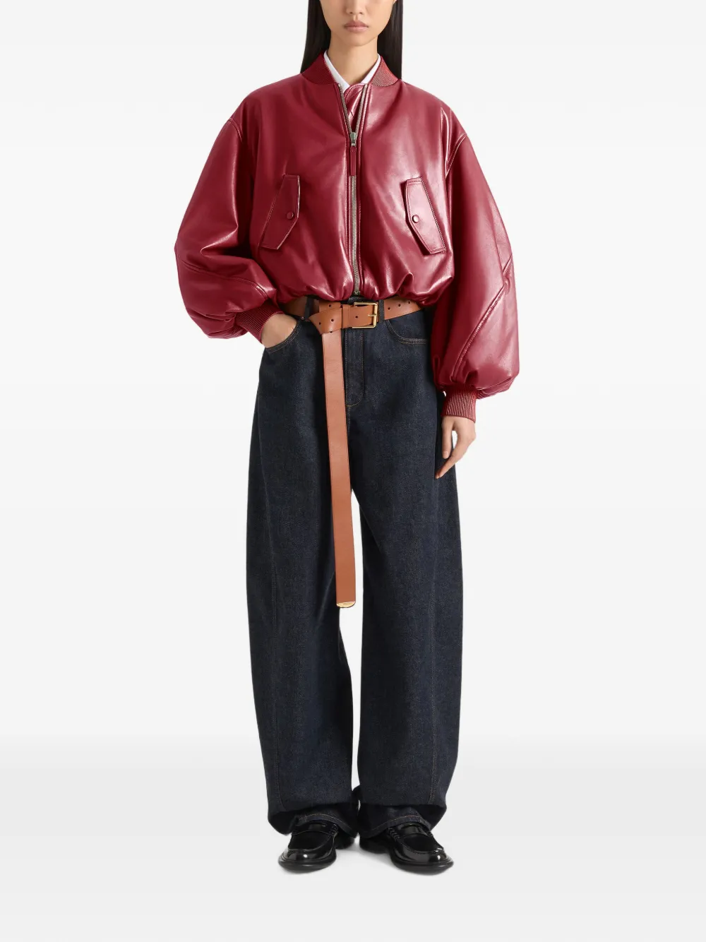 Givenchy Cropped Cocoon bomberjack van nappa leer Rood